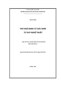 Văn học Việt Nam - Thơ Ngô Minh từ góc nhìn tư duy nghệ thuật