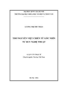 Văn học Viêṭ Nam - Thơ Nguyễn Việt chiến từ góc nhìn tư duy nghệ thuật