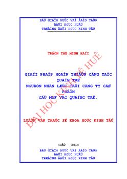 Luận văn Giải pháp hoàn thiện công tác quản trị nguồn nhân lực tại công ty cổ phần gỗ MDF VGF Quảng Trị