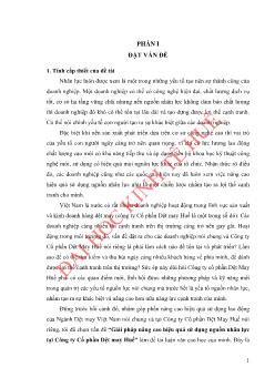 Luận văn Giải pháp nâng cao hiệu quả sử dụng nguồn nhân lực tại Công ty Cổ phần Dệt may Huế