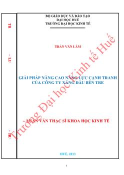 Luận văn Giải pháp nâng cao năng lực cạnh tranh của công ty xăng dầu Bến Tre