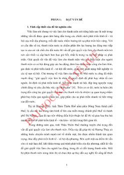 Luận văn Giải pháp tạo việc làm cho thanh niên nông thôn tại thị xã Hương Thủy, tỉnh Thừa Thiên Huế