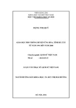 Luận văn Giáo dục phổ thông huyện Ứng hòa, tỉnh Hà tây từ năm 1991 đến năm 2008