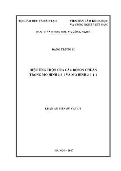 Luận văn Hiệu ứng trộn của các boson chuẩn trong mô hình 3 - 3 - 1 và mô hình 3 - 3 - 1 - 1