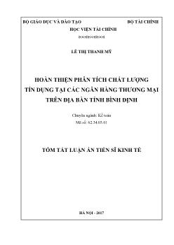 Luận văn Hoàn thiện phân tích chất lượng tín dụng tại các ngân hàng thương mại trên địa bàn tỉnh Bình Định