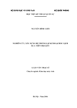 Luận văn Nghiên cứu, xây dựng hệ thống lập kế hoạch du lịch dựa trên hệ gợi ý