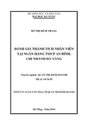 Tóm tắt Luận văn Đánh giá thành tích nhân viên tại ngân hàng TMCP An bình, chi nhánh Đà Nẵng