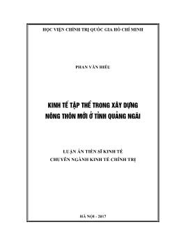 Luận án Kinh tế tập thể trong xây dựng nông thôn mới ở tỉnh Quảng Ngãi