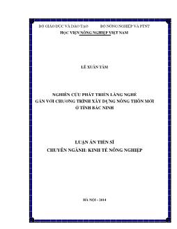 Luận án Nghiên cứu phát triển làng nghề gắn với chương trình xây dựng nông thôn mới ở tỉnh Bắc Ninh