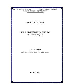 Luận án Phân tích chuỗi giá trị thủy sản của tỉnh Nghệ An