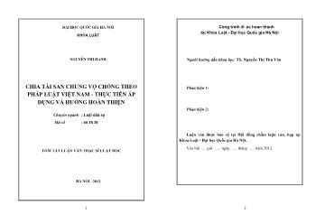 Luận văn Chia tài sản chung vợ chồng theo pháp luật Việt Nam - Thực tiễn áp dụng và hướng hoàn thiện