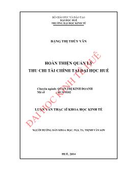 Luận văn Hoàn thiện quản lý thu chi tài chính tại đại học Huế