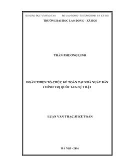 Luận văn Hoàn thiện tổ chức kế toán tại nhà xuất bản chính trị quốc gia sự thật