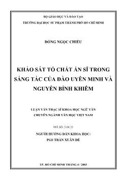 Luận văn Khảo sát tố chất ẩn sĩ trong sáng tác của Đào Uyên Minh và Nguyễn Bỉnh Khiêm