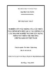 Luận văn Nghiên cứu tác động của cấu trúc tài chính đến hiệu quả tài chính của các doanh nghiệp ngành xây dựng niêm yết trên thị trường chứng khoán Việt Nam