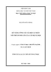 Tóm tắt Luận án Kỹ năng công tác xã hội cá nhân với trẻ em mồ côi của cán bộ xã hội