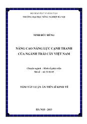 Tóm tắt Luận án Nâng cao năng lực cạnh tranh của ngành trái cây Việt Nam