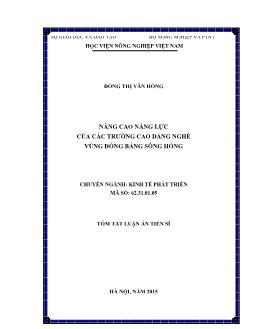 Tóm tắt Luận án Nâng cao năng lực của các trường cao đẳng nghề vùng đồng bằng sông Hồng