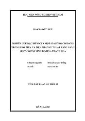 Tóm tắt Luận án Nghiên cứu đặc điểm của một số giống cói đang trồng phổ biến và biện pháp kỹ thuật tăng năng suất cói tại Ninh Bình và Thanh Hoá