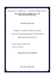 Tóm tắt Luận án Nghiên cứu một số thông số chính làm cơ sở thiết kế bộ phận cắt thái rơm liên hợp với máy đập lúa