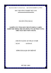 Tóm tắt Luận án Nghiên cứu tính chất truyền động và điều khiển hệ thống truyền động vô cấp phân tầng trên máy kéo nhỏ 4 bánh