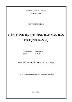 Tóm tắt Luận văn Cấp, tống đạt, thông báo văn bản tố tụng dân sự