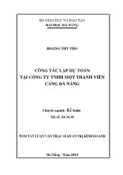 Tóm tắt Luận văn Công tác lập dự toán tại Công ty TNHH Một thành viên Cảng Đà Nẵng