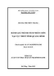 Tóm tắt Luận văn Đánh giá thành tích nhân viên tại Cục thuế tỉnh Quảng Bình