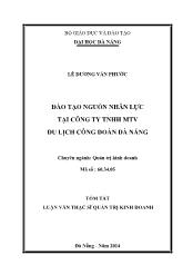 Tóm tắt Luận văn Đào tạo nguồn nhân lực tại Công ty TNHH MTV Du lịch Công đoàn Đà Nẵng