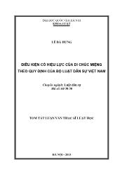 Tóm tắt Luận văn Điều kiện có hiệu lực của di chúc miệng theo quy định của bộ luật dân sự Việt Nam