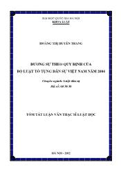 Tóm tắt Luận văn Đương sự theo quy định của Bộ luật tố tụng dân sự Việt Nam năm 2004