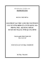 Tóm tắt Luận văn Giải pháp tạo việc làm cho người dân các xã vùng đệm của Vườn Quốc gia Phong Nha – Kẻ Bàng thuộc huyện Bố Trạch, tỉnh Quảng Bình