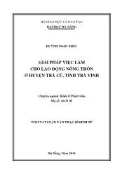 Tóm tắt Luận văn Giải pháp việc làm cho lao động nông thôn ở huyện Trà Cú, tỉnh Trà Vinh