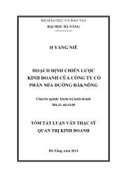 Tóm tắt Luận văn Hoạch định chiến lược kinh doanh của Công ty cổ phần mía đường Đăknông