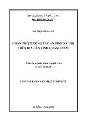 Tóm tắt Luận văn Hoàn thiện công tác an sinh xã hội trên địa bàn tỉnh Quảng Nam