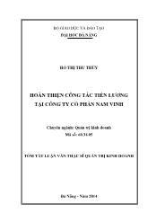 Tóm tắt Luận văn Hoàn thiện công tác tiền lương tại công ty cổ phần Nam Vinh