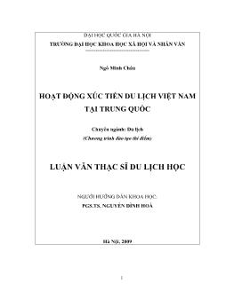 Tóm tắt Luận văn Hoạt động xúc tiến du lịch Việt Nam tại Trung Quốc