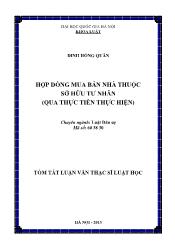 Tóm tắt Luận văn Hợp đồng mua bán nhà thuộc sở hữu tư nhân (qua thực tiễn thực hiện)