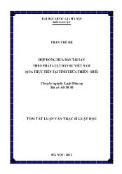 Tóm tắt Luận văn Hợp đồng mua bán tài sản theo pháp luật dân sự Việt Nam (qua thực tiễn tại tỉnh Thừa Thiên - Huế)