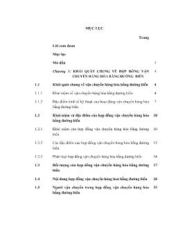 Tóm tắt Luận văn Hợp đồng vận chuyển hàng hóa bằng đường biển theo Pháp luật Việt Nam