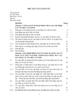 Tóm tắt Luận văn Khía cạnh pháp lý của hoạt động sáp nhập và mua lại các tổ chức tài chính ở Việt Nam