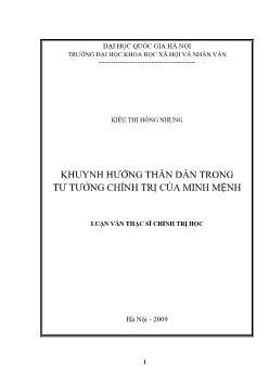 Tóm tắt Luận văn Khuynh hướng thân dân trong tư tưởng chính trị của Minh Mệnh