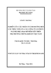 Tóm tắt Luận văn Nghiên cứu các nhân tố ảnh hưởng đến cấu trúc vốn của các công ty cổ phần ngành nhựa bao bì niêm yết trên thị trường chứng khoán Việt Nam