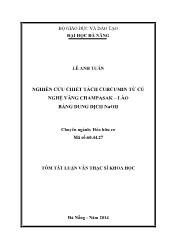 Tóm tắt Luận văn Nghiên cứu chiết tách curcumin từ củ nghệ vàng Champasak – Lào bằng dung dịch NaOH