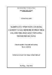 Tóm tắt Luận văn Nghiên cứu tính toán cân bằng Cacbon và xác định hệ số phát thải CO2 cho nhà máy giấy Tân Long – thành phố Đà Nẵng