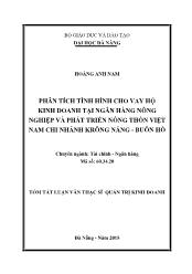 Tóm tắt Luận văn Phân tích tình hình cho vay hộ kinh doanh tại Ngân hàng nông nghiệp và phát triển nông thôn Việt Nam - Chi nhánh Krông Năng - Buôn Hồ