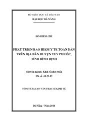 Tóm tắt Luận văn Phát triển bảo hiểm y tế toàn dân trên địa bàn huyện Tuy Phước, tỉnh Bình Định