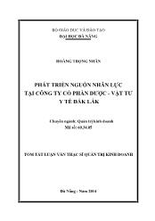 Tóm tắt Luận văn Phát triển nguồn nhân lực tại Công ty Cổ phần Dược - Vật tư Y tế Đăk Lăk