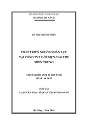 Tóm tắt Luận văn Phát triển nguồn nhân lực tại Công ty lưới điện cao thế miền trung