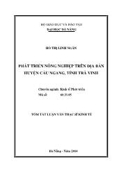 Tóm tắt Luận văn Phát triển nông nghiệp trên địa bàn huyện Cầu Ngang, tỉnh Trà Vinh